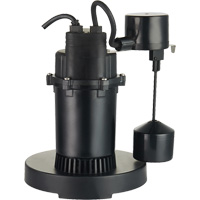 Thermoplastic Submersible Sump Pump, 2560 GPH, 115 V, 4.6 A, 1/3 HP D. Morneault & Fils