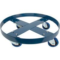 Drum Dolly, Steel, 1400 lbs. Capacity, 24" Diameter, Blue Elastic Casters D. Morneault & Fils