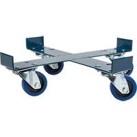Chariot pour baril, Acier, Capacit&eacute;e 1400 lb, Diam&egrave;tre 24", Roue en &eacute;lastique bleu D. Morneault & Fils