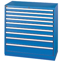 Drawer Cabinets, 9 Drawers, 40-1/4" W x 22-1/2" D x 41-3/4" H, Bright blue D. Morneault & Fils