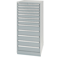 Drawer Cabinets, 12 Drawers, 28-1/4" W x 28-1/2" D x 59-1/2" H, Grey D. Morneault & Fils