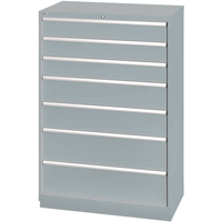 Drawer Cabinets, 7 Drawers, 40-1/4" W x 22-1/2" D x 59-1/2" H, Grey D. Morneault & Fils
