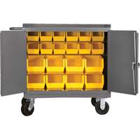 Mobile Workbench Cabinet with Bins, Steel Surface D. Morneault & Fils