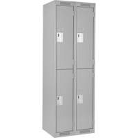 Clean Line Lockers, 2 -tier, Bank of 2, 24" x 18" x 72", Steel, Grey, Rivet (Assembled) D. Morneault & Fils