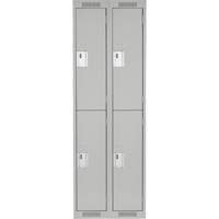 Clean Line Lockers, 2 -tier, Bank of 2, 24" x 18" x 72", Steel, Grey, Rivet (Assembled) D. Morneault & Fils