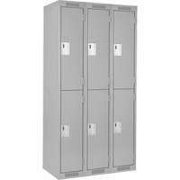 Clean Line Lockers, 2 -tier, Bank of 3, 36" x 18" x 72", Steel, Grey, Rivet (Assembled) D. Morneault & Fils
