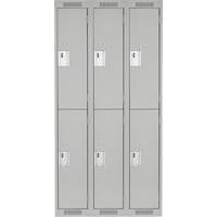Clean Line Lockers, 2 -tier, Bank of 3, 36" x 18" x 72", Steel, Grey, Rivet (Assembled) D. Morneault & Fils