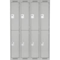 Clean Line Lockers, 2 -tier, Bank of 4, 48" x 18" x 72", Steel, Grey, Rivet (Assembled) D. Morneault & Fils
