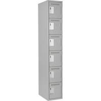 Clean Line Lockerettes, 6 -tier, 12" x 18" x 72", Steel, Grey, Rivet (Assembled) D. Morneault & Fils