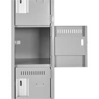 Clean Line Lockerette, 6 -tier, Bank of 4, 48" x 18" x 82", Steel, Charcoal, Rivet (Assembled) D. Morneault & Fils