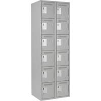 Clean Line Lockerettes, 6 -tier, Bank of 2, 24" x 18" x 72", Steel, Grey, Rivet (Assembled) D. Morneault & Fils