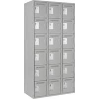 Clean Line Lockerettes, 6 -tier, Bank of 3, 36" x 18" x 72", Steel, Grey, Rivet (Assembled) D. Morneault & Fils