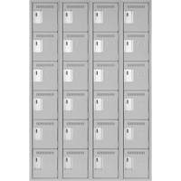 Clean Line Lockerettes, 6 -tier, Bank of 4, 48" x 18" x 72", Steel, Grey, Rivet (Assembled) D. Morneault & Fils