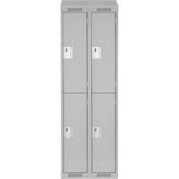 Clean Line Lockers, 2 -tier, Bank of 2, 24" x 18" x 78", Steel, Grey, Rivet (Assembled) D. Morneault & Fils