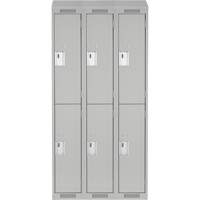 Clean Line Lockers, 2 -tier, Bank of 3, 36" x 18" x 78", Steel, Grey, Rivet (Assembled) D. Morneault & Fils