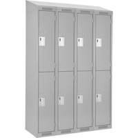 Clean Line Lockers, 2 -tier, Bank of 4, 48" x 18" x 78", Steel, Grey, Rivet (Assembled) D. Morneault & Fils