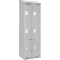 Casiers Clean Line, 3 niveaux, Bloc de 2, 24" x 18" x 78", Acier, Gris, Rivet (assembl&eacute;) D. Morneault & Fils