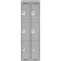Casiers Clean Line, 3 niveaux, Bloc de 2, 24" x 18" x 78", Acier, Gris, Rivet (assembl&eacute;) D. Morneault & Fils