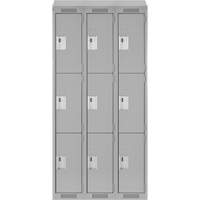 Casiers Clean Line, 3 niveaux, Bloc de 3, 36" x 18" x 78", Acier, Gris, Rivet (assembl&eacute;) D. Morneault & Fils