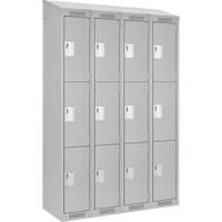 Casiers Clean Line, 3 niveaux, Bloc de 4, 48" x 18" x 78", Acier, Gris, Rivet (assembl&eacute;) D. Morneault & Fils