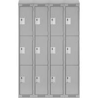 Casiers Clean Line, 3 niveaux, Bloc de 4, 48" x 18" x 78", Acier, Gris, Rivet (assembl&eacute;) D. Morneault & Fils