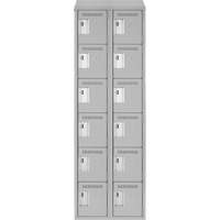 Clean Line Lockerette , 6 -tier, Bank of 2, 24" x 18" x 78", Steel, Grey, Rivet (Assembled) D. Morneault & Fils