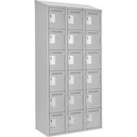 Clean Line Lockerette , 6 -tier, Bank of 3, 36" x 18" x 78", Steel, Grey, Rivet (Assembled) D. Morneault & Fils