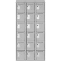 Clean Line Lockerette , 6 -tier, Bank of 3, 36" x 18" x 78", Steel, Grey, Rivet (Assembled) D. Morneault & Fils