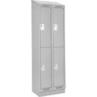 Clean Line Lockers, 2 -tier, Bank of 2, 24" x 18" x 82", Steel, Grey, Rivet (Assembled) D. Morneault & Fils