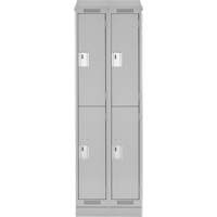 Clean Line Lockers, 2 -tier, Bank of 2, 24" x 18" x 82", Steel, Grey, Rivet (Assembled) D. Morneault & Fils