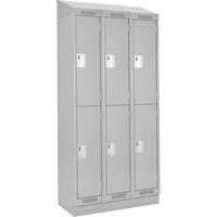 Clean Line Lockers, 2 -tier, Bank of 3, 36" x 18" x 82", Steel, Grey, Rivet (Assembled) D. Morneault & Fils