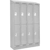 Clean Line Lockers, 2 -tier, Bank of 4, 48" x 18" x 82", Steel, Grey, Rivet (Assembled) D. Morneault & Fils