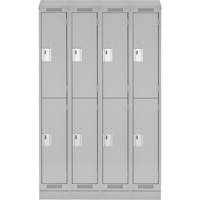 Clean Line Lockers, 2 -tier, Bank of 4, 48" x 18" x 82", Steel, Grey, Rivet (Assembled) D. Morneault & Fils