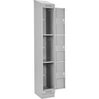 Clean Line Lockers, 3 -tier, Bank of 4, 48" x 18" x 82", Steel, Grey, Rivet (Assembled) D. Morneault & Fils