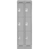 Clean Line Lockers, 3 -tier, Bank of 2, 24" x 18" x 82", Steel, Grey, Rivet (Assembled) D. Morneault & Fils