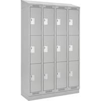 Clean Line Lockers, 3 -tier, Bank of 4, 48" x 18" x 82", Steel, Grey, Rivet (Assembled) D. Morneault & Fils