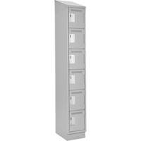 Clean Line Lockerette, 6 -tier, 12" x 18" x 82", Steel, Grey, Rivet (Assembled) D. Morneault & Fils
