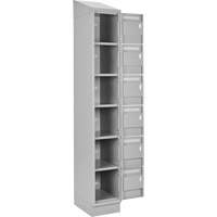 Clean Line Lockerette, 6 -tier, Bank of 4, 48" x 18" x 82", Steel, Grey, Rivet (Assembled) D. Morneault & Fils