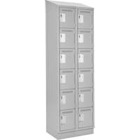 Clean Line Lockerette, 6 -tier, Bank of 2, 24" x 18" x 82", Steel, Grey, Rivet (Assembled) D. Morneault & Fils