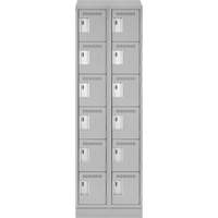 Clean Line Lockerette, 6 -tier, Bank of 2, 24" x 18" x 82", Steel, Grey, Rivet (Assembled) D. Morneault & Fils