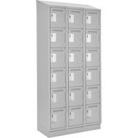 Clean Line Lockerette, 6 -tier, Bank of 3, 36" x 18" x 82", Steel, Grey, Rivet (Assembled) D. Morneault & Fils
