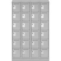 Clean Line Lockerette, 6 -tier, Bank of 4, 48" x 18" x 82", Steel, Grey, Rivet (Assembled) D. Morneault & Fils