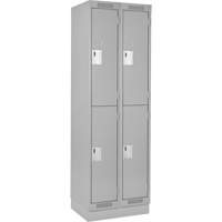 Clean Line Lockers, 2 -tier, Bank of 2, 24" x 18" x 76", Steel, Grey, Rivet (Assembled) D. Morneault & Fils