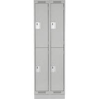 Clean Line Lockers, 2 -tier, Bank of 2, 24" x 18" x 76", Steel, Grey, Rivet (Assembled) D. Morneault & Fils