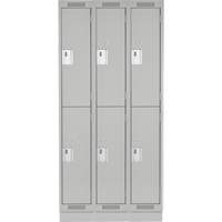 Clean Line Lockers, 2 -tier, Bank of 3, 36" x 18" x 76", Steel, Grey, Rivet (Assembled) D. Morneault & Fils