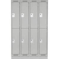 Clean Line Lockers, 2 -tier, Bank of 4, 48" x 18" x 76", Steel, Grey, Rivet (Assembled) D. Morneault & Fils