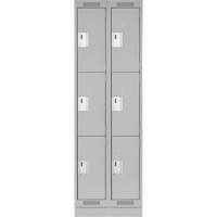 Clean Line Lockers, 3 -tier, Bank of 2, 24" x 18" x 76", Steel, Grey, Rivet (Assembled) D. Morneault & Fils
