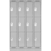 Clean Line Lockers, 3 -tier, Bank of 4, 48" x 18" x 76", Steel, Grey, Rivet (Assembled) D. Morneault & Fils