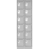Clean Line Lockerette, 6 -tier, Bank of 2, 24" x 18" x 76", Steel, Grey, Rivet (Assembled) D. Morneault & Fils