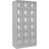 Clean Line Lockerette, 6 -tier, Bank of 3, 36" x 18" x 76", Steel, Grey, Rivet (Assembled) D. Morneault & Fils
